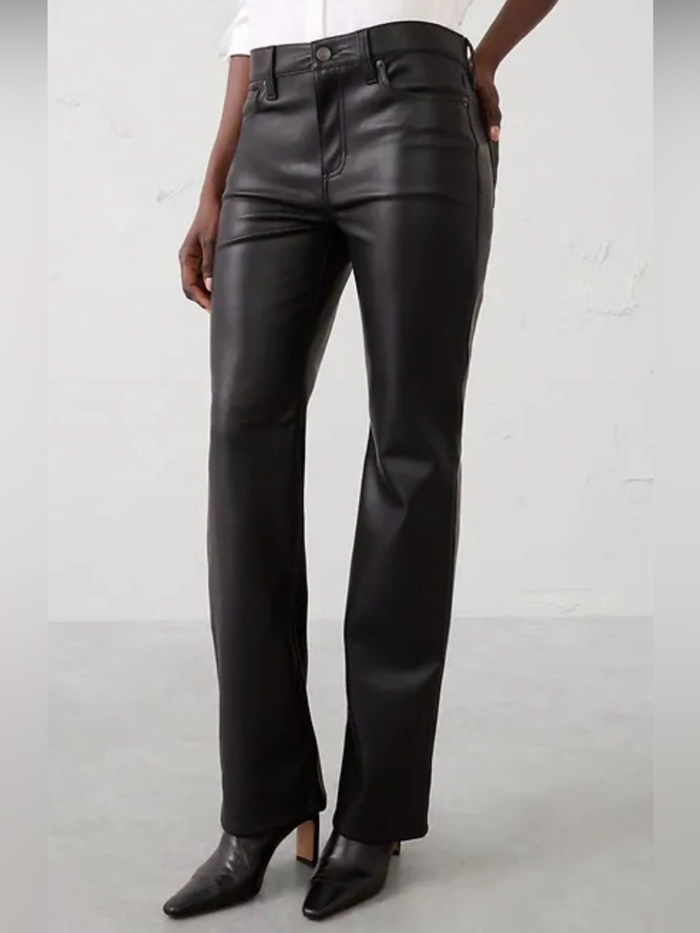 Banana Republic Black Mid-Rise Bootcut Faux Cuir Pants